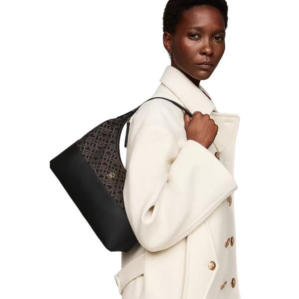 Γυναικεία Τσάντα Tommy Hilfiger Th Jacquard Shoulder Bag Black AW0AW17072-BDS