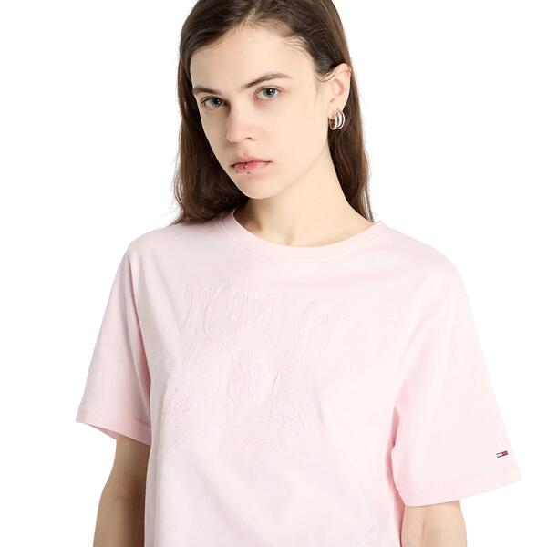 Γυναικείο T-Shirt Tommy Jeans Rlx Sh Tonal Crest Tee Precious Pink DW0DW20326-TH3