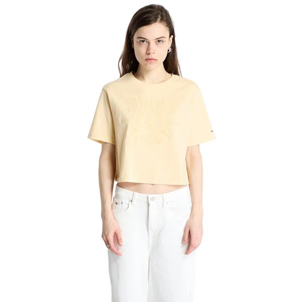 Γυναικείο T-Shirt Tommy Jeans Rlx Sh Tonal Crest Tee Custard Cream DW0DW20326-ZGA