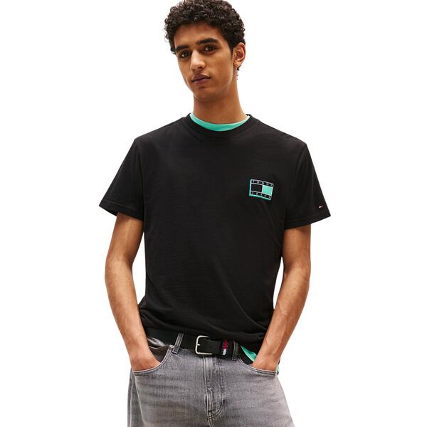 Ανδρικό T-Shirt Tommy Jeans Slim Pop Color Flag Tee Ext Black DM0DM21577-BDS