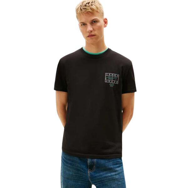 Ανδρικό T-Shirt Tommy Jeans Tjm Reg Sign Spray Ss T Ext Black DM0DM22319-BDS