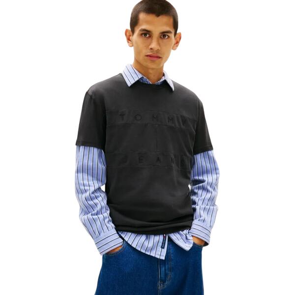 Ανδρικό Τ-Shirt Tommy Jeans TJM Reg Tonal Flag Ss Tee Black DM0DM22312-BDS