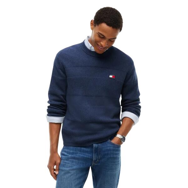 Ανδρικό Πουλόβερ Tommy Jeans Tjm Reg Textured Sweater Ext Basic Navy Htr DM0DM23571-D1B