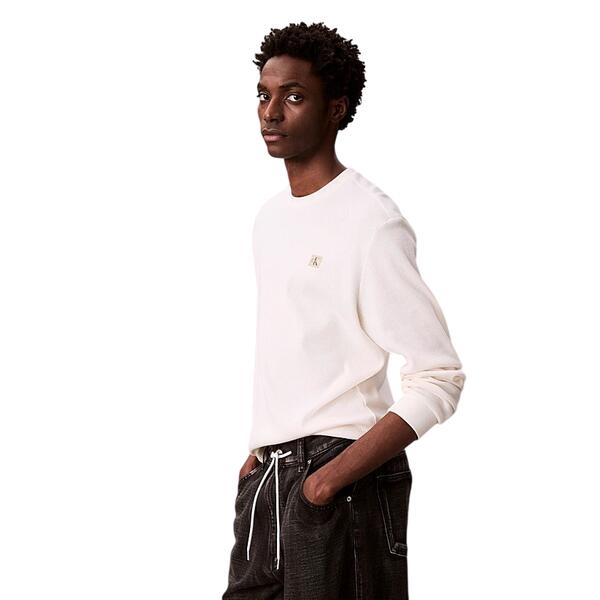 Ανδρική Μπλούζα Calvin Klein Ls Waffle Badge Crewnk Tee Tofu LV040EM217-YAS