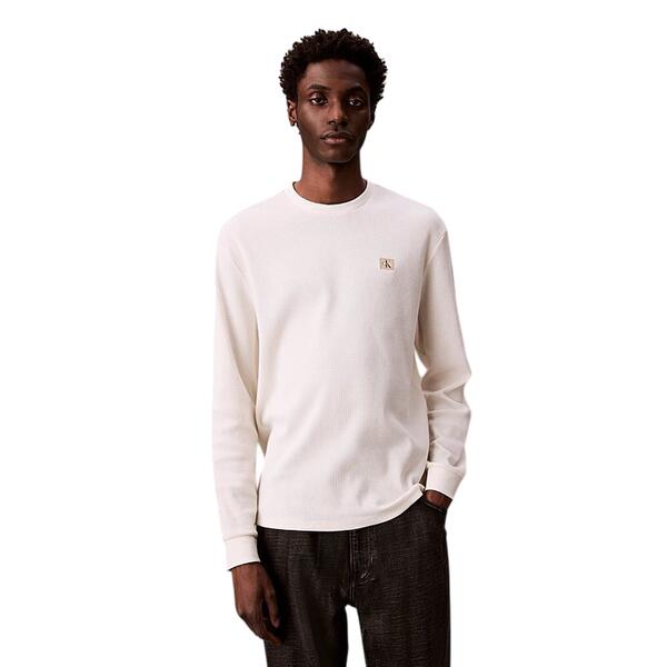 Ανδρική Μπλούζα Calvin Klein Ls Waffle Badge Crewnk Tee Tofu LV040EM217-YAS