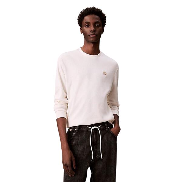 Ανδρική Μπλούζα Calvin Klein Ls Waffle Badge Crewnk Tee Tofu LV040EM217-YAS