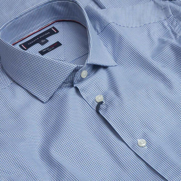 Ανδρικό Πουκάμισο Tommy Hilfiger Dc Flex Collar Check Wedge Blue Optic White MW0MW37622-D03