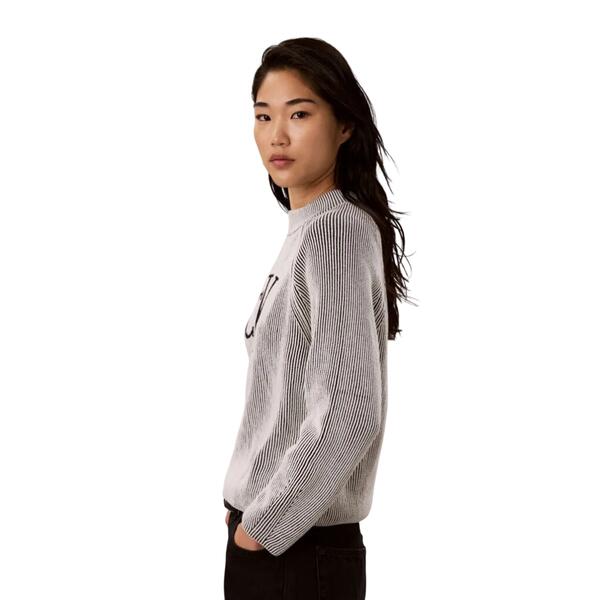 Γυναικείο Πουλόβερ Calvin Klein Bicolor Rib Mock Neck Logo Black Combo LV047H317G-UB1