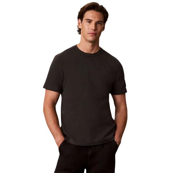 Ανδρικό T-Shirt Calvin Klein Ss Waffle Badge Crewnk Tee Pirate Black LV04RJ208G-8MN