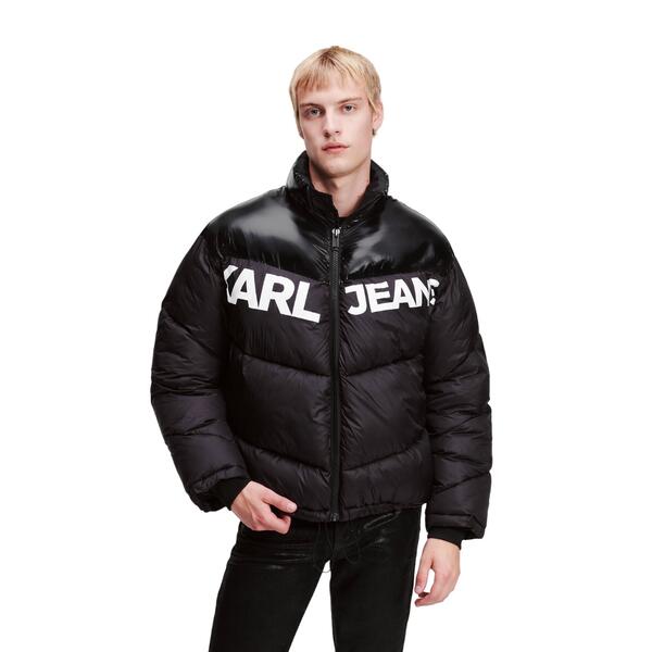 Ανδρικό Μπουφάν Karl Lagerfeld Jeans Klj Logo Puffer Jacket Black_ Shiny 236D1551-J195