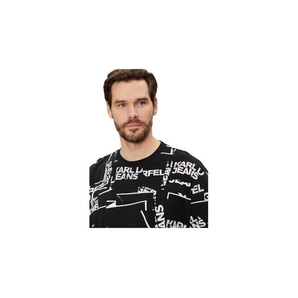 Ανδρικό T-shirt Karl Lagerfeld Klj Relaxed Sslv Aop Logo Tee Black 240D1709-J256