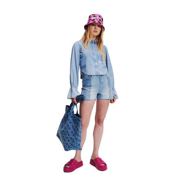 Γυναικείο Πουκάμισο Karl Lagerfeld Klj Tied Sleeve Denim Shirt Vintage Light Blue Stone 241J1602-J320