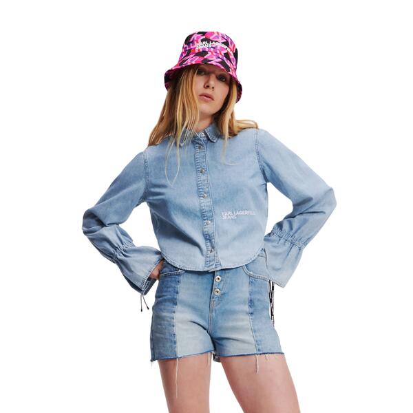 Γυναικείο Πουκάμισο Karl Lagerfeld Klj Tied Sleeve Denim Shirt Vintage Light Blue Stone 241J1602-J320