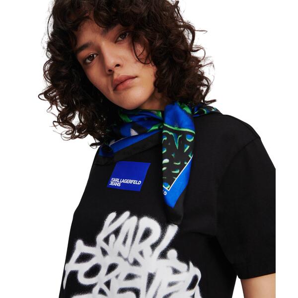 Γυναικείο T-shirt Karl Lagerfeld Klj Reg Crop Sslv Graffete Tee Black 241J1702-J101