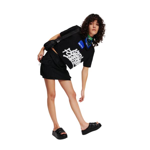 Γυναικείο T-shirt Karl Lagerfeld Klj Reg Crop Sslv Graffete Tee Black 241J1702-J101