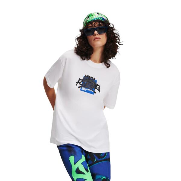 Γυναικείο T-shirt Karl Lagerfeld Klj Relaxed Graffiti Tee White 241J1711-J109