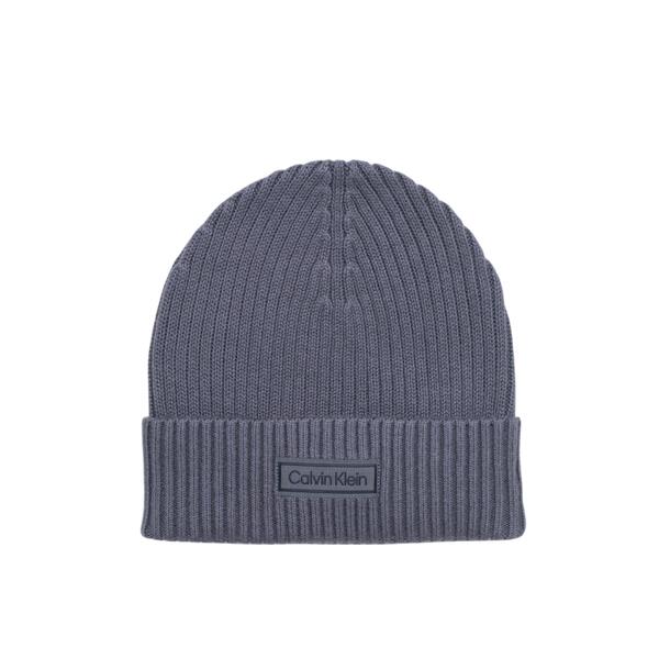 Ανδρικός Σκούφος Calvin Klein Patch Chunky Rib Cotton Beanie Iron Gate LV04D8053G-PCX