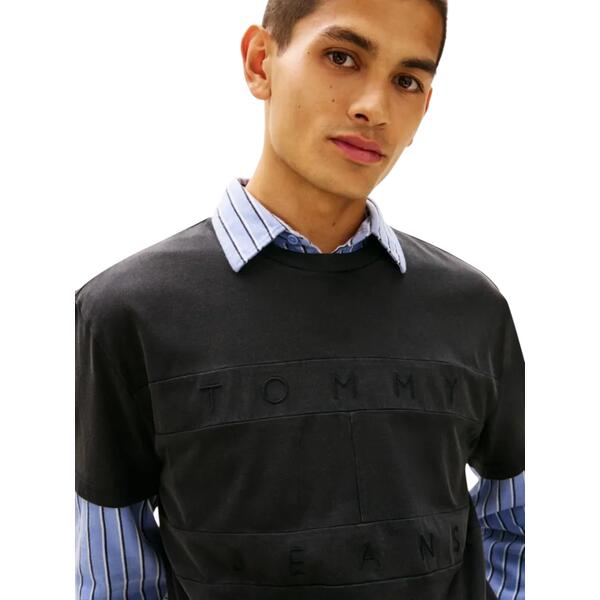 Ανδρικό Τ-Shirt Tommy Jeans TJM Reg Tonal Flag Ss Tee Black DM0DM22312-BDS