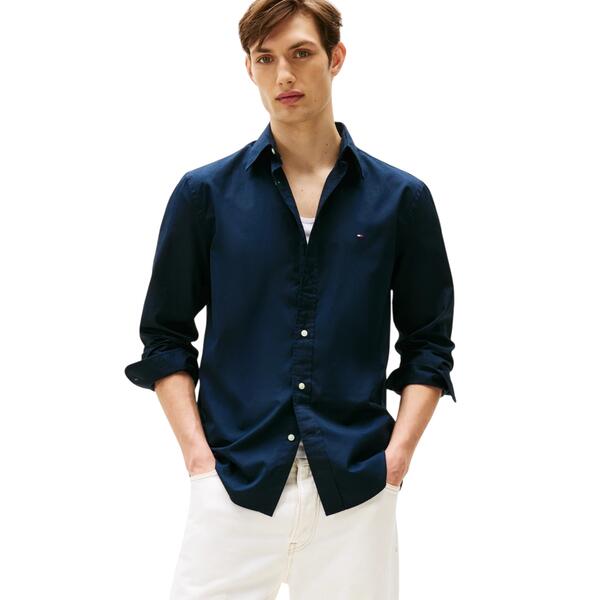 Ανδρικό Πουκάμισο Tommy Hilfiger Core Flex Poplin Solid Rf Shirt Desert Sky MW0MW39988-DW5