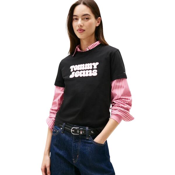 Γυναικείο T-Shirt Tommy Jeans Tjw Reg Essential Logo 2 Tee Ext Black DW0DW21956-BDS