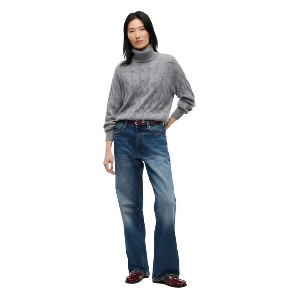 Γυναικείο Πουλόβερ Tommy Hilfiger Soft Wool Cable Roll-Nk Ls Swt Medium Grey Heather WW0WW46791-P7D