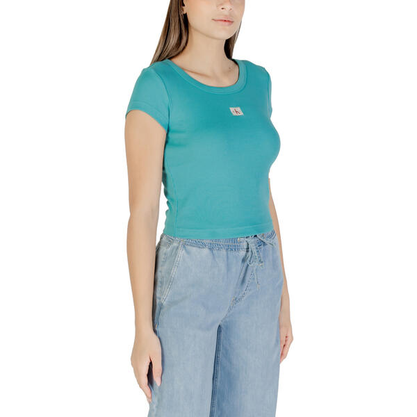 Γυναικείο Top Calvin Klein A Woven Label 2X2 Rib Baby Tee Tuscan Teal LV047C200G-XEG