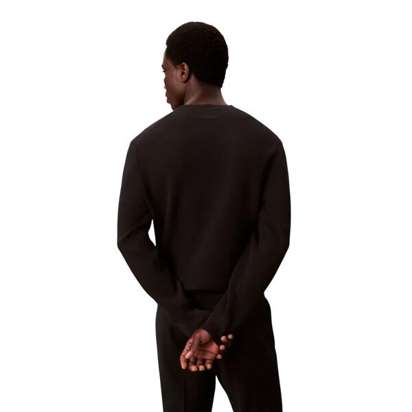 Ανδρικό Πουλόβερ Calvin Klein Ls Texture Cotton Cn Swt 12gg Black LV04LB327G-UB1
