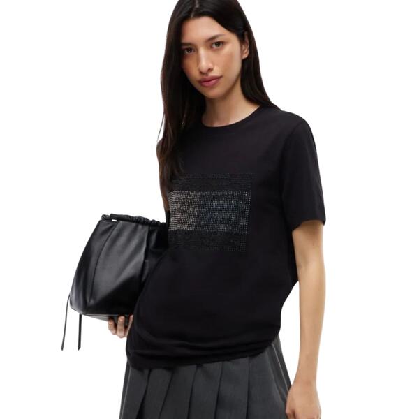 Γυναικείο T-Shirt Tommy Jeans Tjw Rlx Flag Bling Ss Tee Black DW0DW23267-BDS
