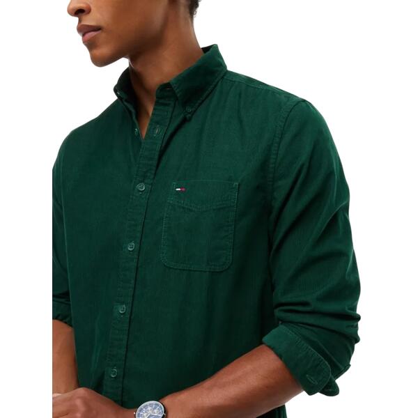 Ανδρικό Πουκάμισο Tommy Jeans Tjm Reg Baby Corduroy Shirt Ext Velvet Green DM0DM23517-MBM