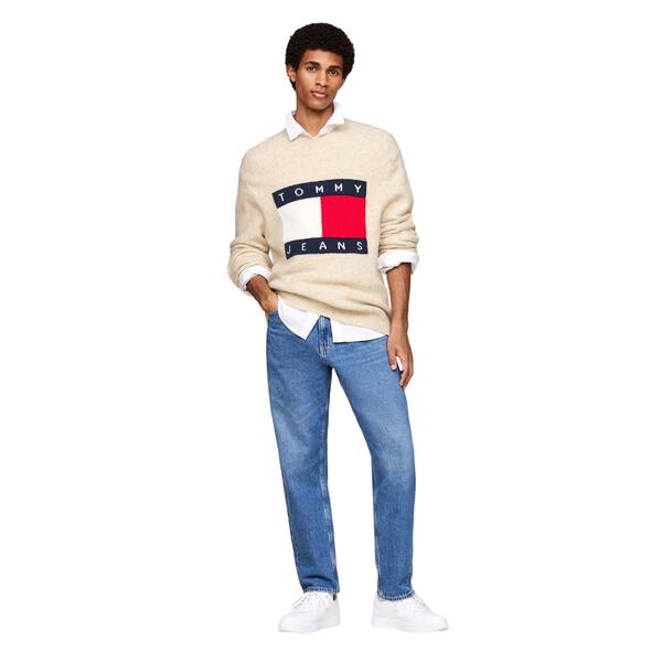 Ανδρικό Πουλόβερ Tommy Jeans Tjm Reg Melange Flag Sweater Newsprint Melange DM0DM19442-ACG