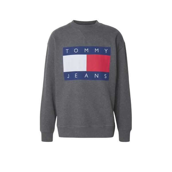 Ανδρικό Φούτερ Tommy Jeans Melange Flag Crew Grey Htr DM0DM21186-P6N