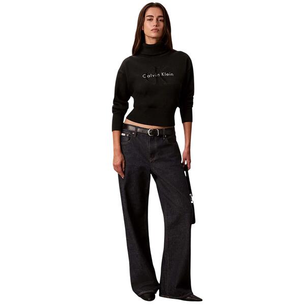 Γυναικείο Πουλόβερ Calvin Klein Ls Logo Tneck Black LV047H329G-UB1
