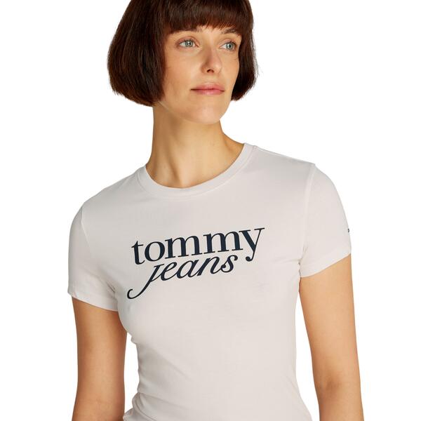 Γυναικείο T-shirt Tommy Jeans Slim Essential Logo Ext Ecru DW0DW19447-YBH