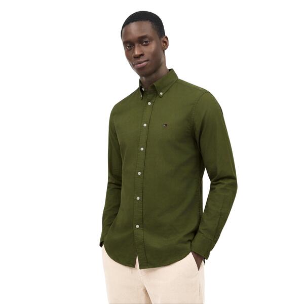 Ανδρικό Πουκάμισο Tommy Hilfiger Flex Flannel Solid Rf Shirt Huntsman Green MW0MW40469-MT1