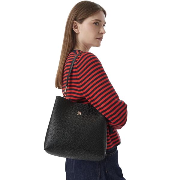 Γυναικεία Τσάντα Ώμου Tommy Hilfiger Th Icon Shoulder Mono Black AW0AW19000-BDS