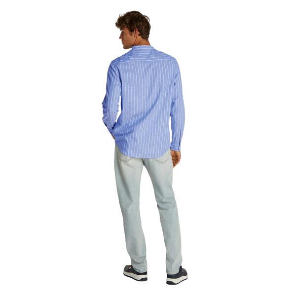 Ανδρικό Πουκάμισο Tommy Jeans Linen Mix Bnd Stp Ext Tempo Blue Ecru DM0DM20893-0BA