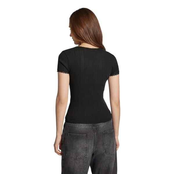 Γυναικείο T-shirt Tommy Jeans Slim Pointelle Rib Black DW0DW19493-BDS