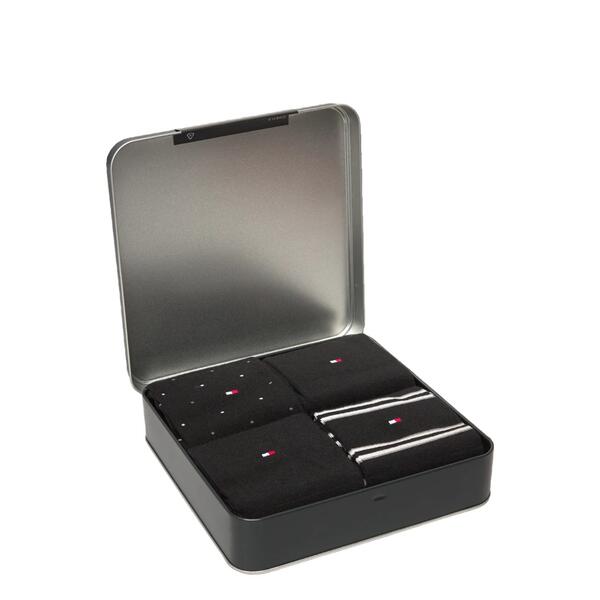 Ανδρικές Κάλτσες Tommy Hilfiger Th Men Sock 4p Tin Giftbox Stripe Dot Black 701224441-002