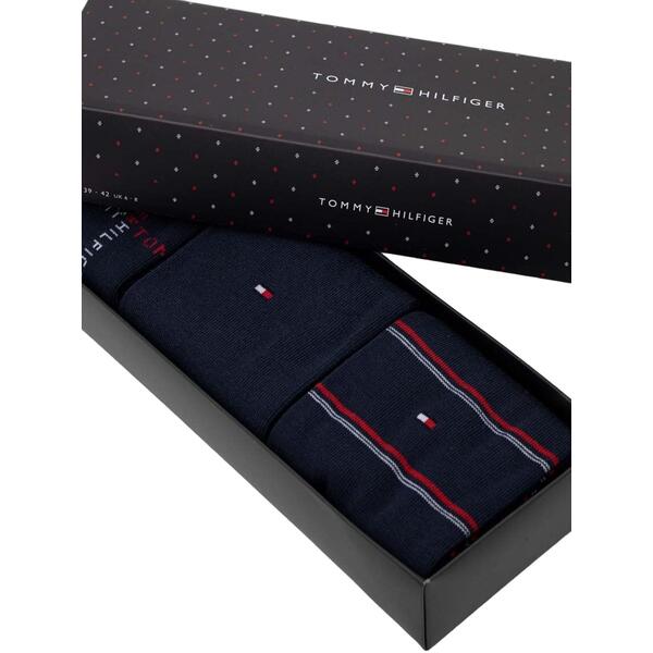 Ανδρικές Κάλτσες Tommy Hilfiger Th Men Sock 3p Giftbox Grid Stripe Navy 701224445-001