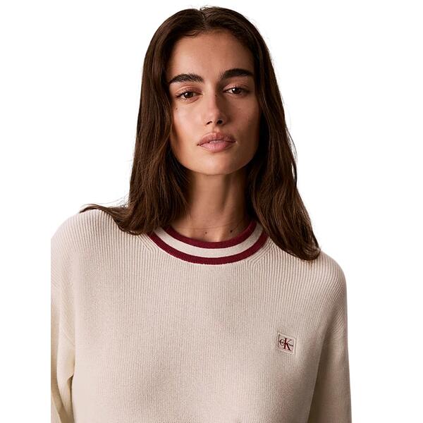 Γυναικείο Πουλόβερ Calvin Klein Woven Label Crewneck Tofu LV047H303G-YAS