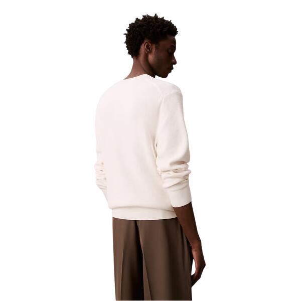 Ανδρικό Πουλόβερ Calvin Klein Ls Texture Cotton Cn Swt 12gg Tofu LV04LB327G-YAS