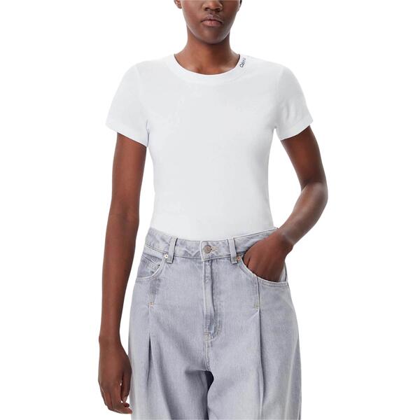 Γυναικείο T-shirt Calvin Klein Logo Elastic Brilliant White J20J225540-YAA