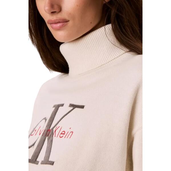 Γυναικείο Πουλόβερ Calvin Klein Ls Logo Tneck Tofu LV047H329G-YAS