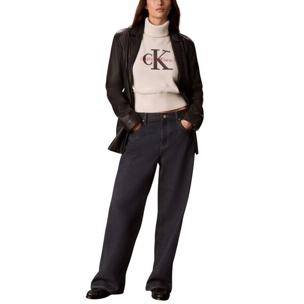 Γυναικείο Πουλόβερ Calvin Klein Ls Logo Tneck Tofu LV047H329G-YAS