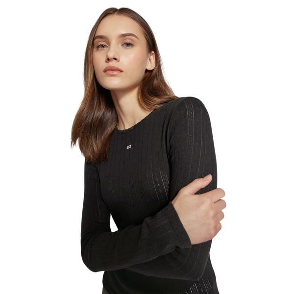 Γυναικεία Μπλούζα Tommy Jeans Slim Pointelle Rib Ls Black DW0DW19503-BDS