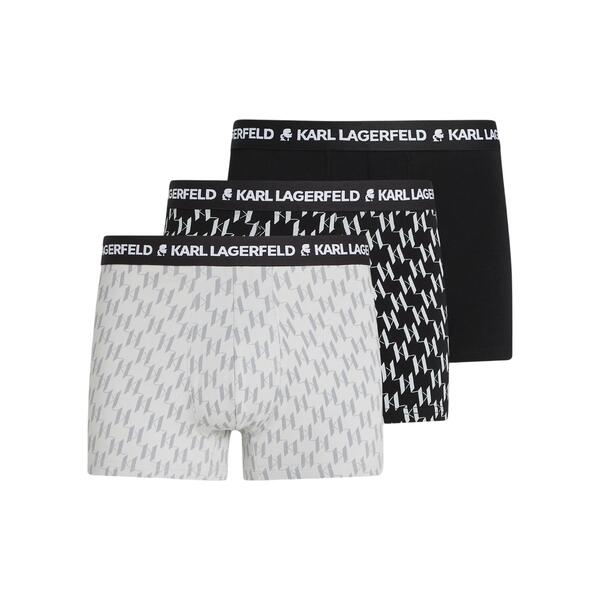 Ανδρικά Εσώρουχα Karl Lagerfeld Monogram Aop Trunk 3P Kl Monogram Aop Black Grey A1M47086-1QI