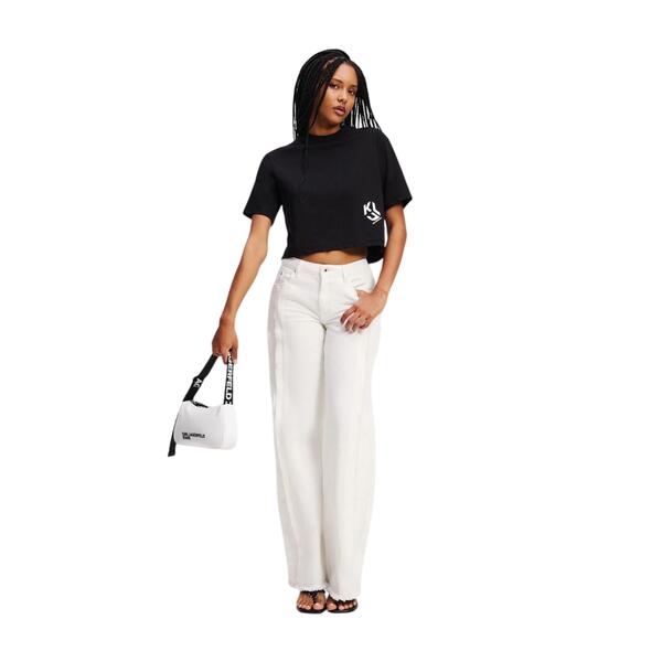 Γυναικείο T-Shirt Karl Lagerfeld Reg Cropped Monogram Tee Black A2W17076-999