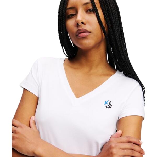 Γυναικείο T-Shirt Karl Lagerfeld Slim V Neck Tee White A2W17097-100