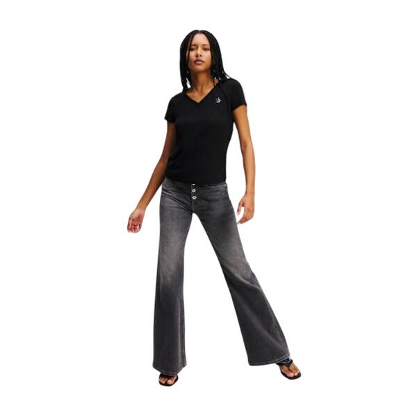 Γυναικείο T-Shirt Karl Lagerfeld KLJ Slim V Neck Tee Black A2W17097-999
