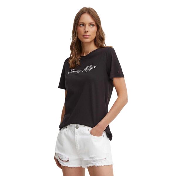 Γυναικείο T-shirt Tommy Hilfiger Nos Script Regural C Nk Ss Nos Black WW0WW43459-0GJ